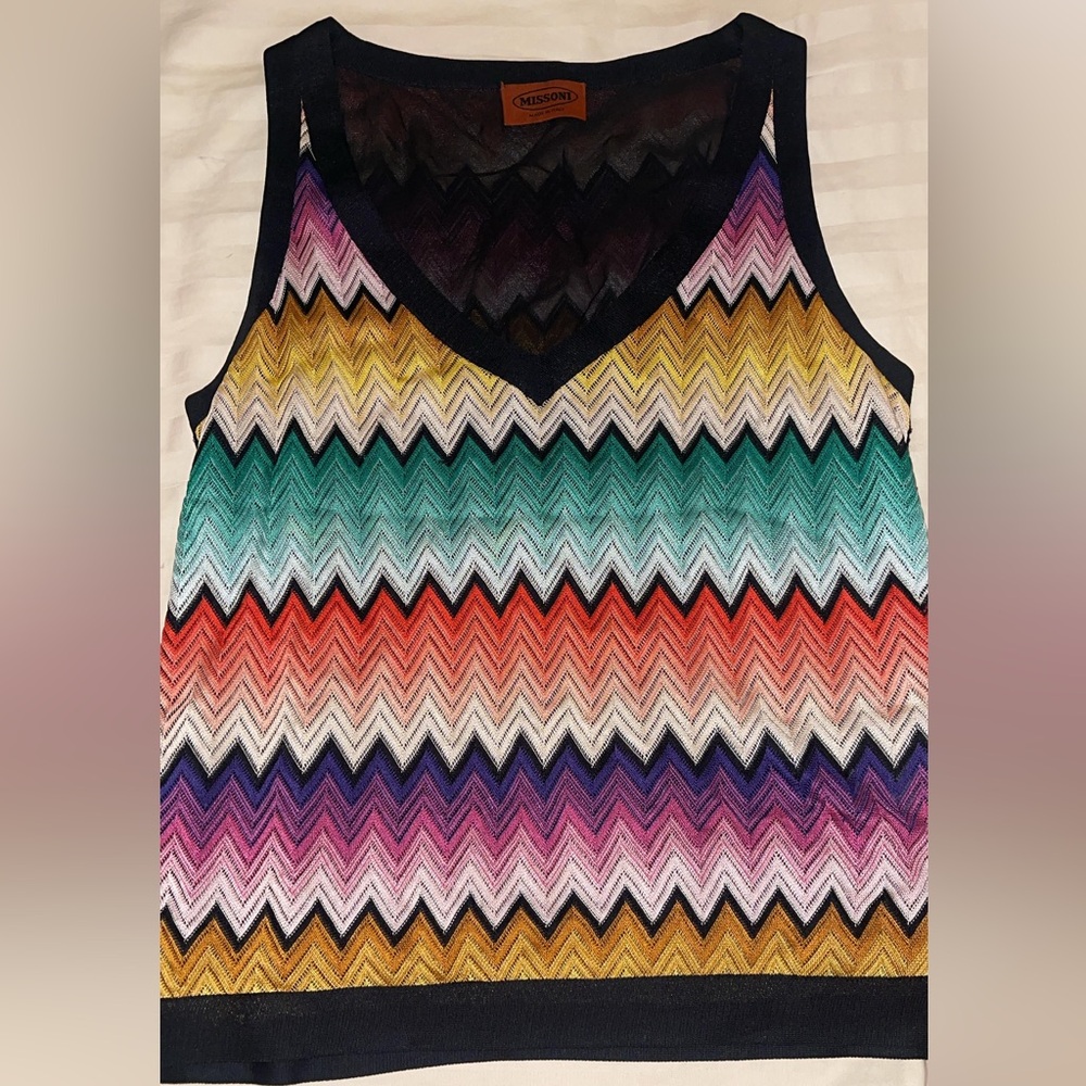 Missoni Chevron Knit Tank with Multicolor Stripes